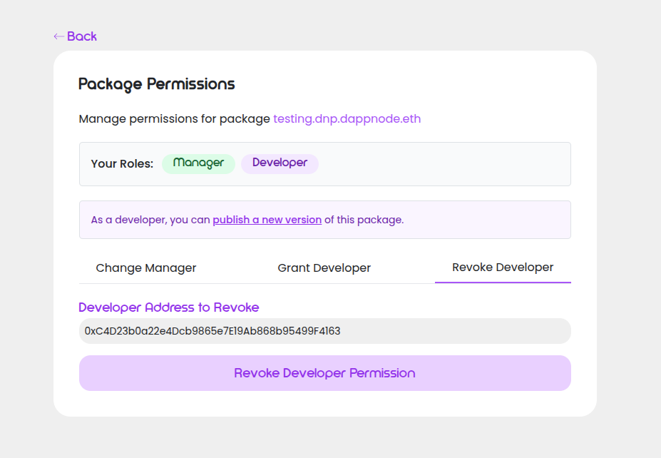 Revoke developer Address